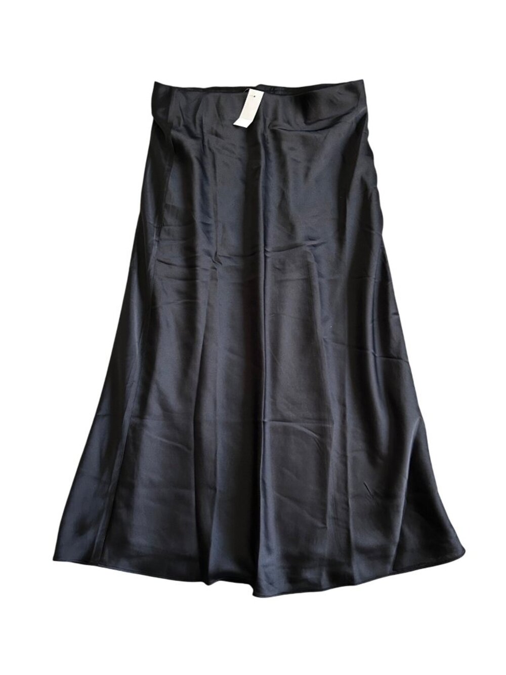 Ann Taylor Women's Sz Medium The Audrey High Rise Black Satin Midi Skirt